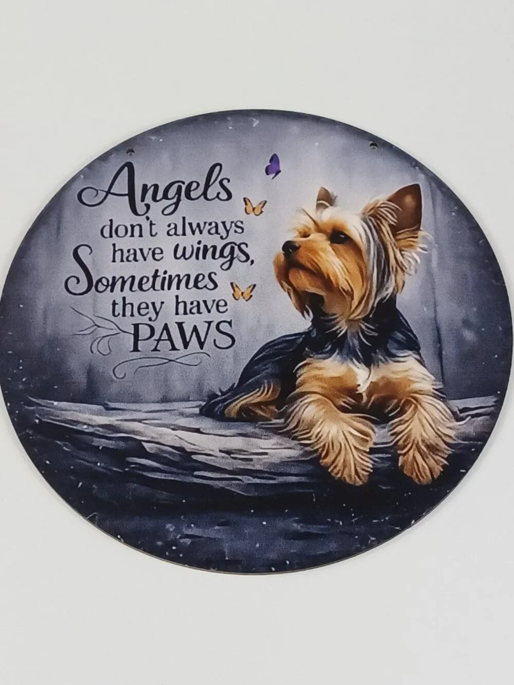 Yorkshire Terrier Angel Memorial Wood Plaque Angels Don't Always Have Wings Sign